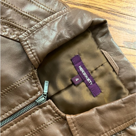 Gorgeous Hide Society brown leather coat! Never used! - Picture 2 of 6